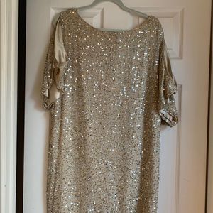 Aidan Mattox Cold Shoulder Sequin Sheath